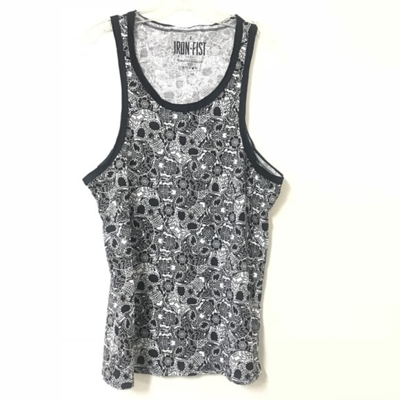 Hot Topic Other - Men's Iron Fist Black & White Sugar Skull Tank Top
